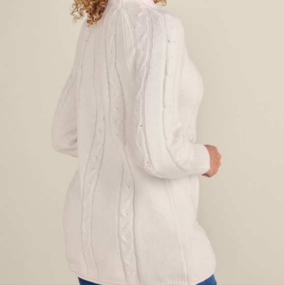 Soft Surroundings Nisette Mock Neck Women's Cream Cable Knit Sweater Coastal XLP - Picture 3 of 9